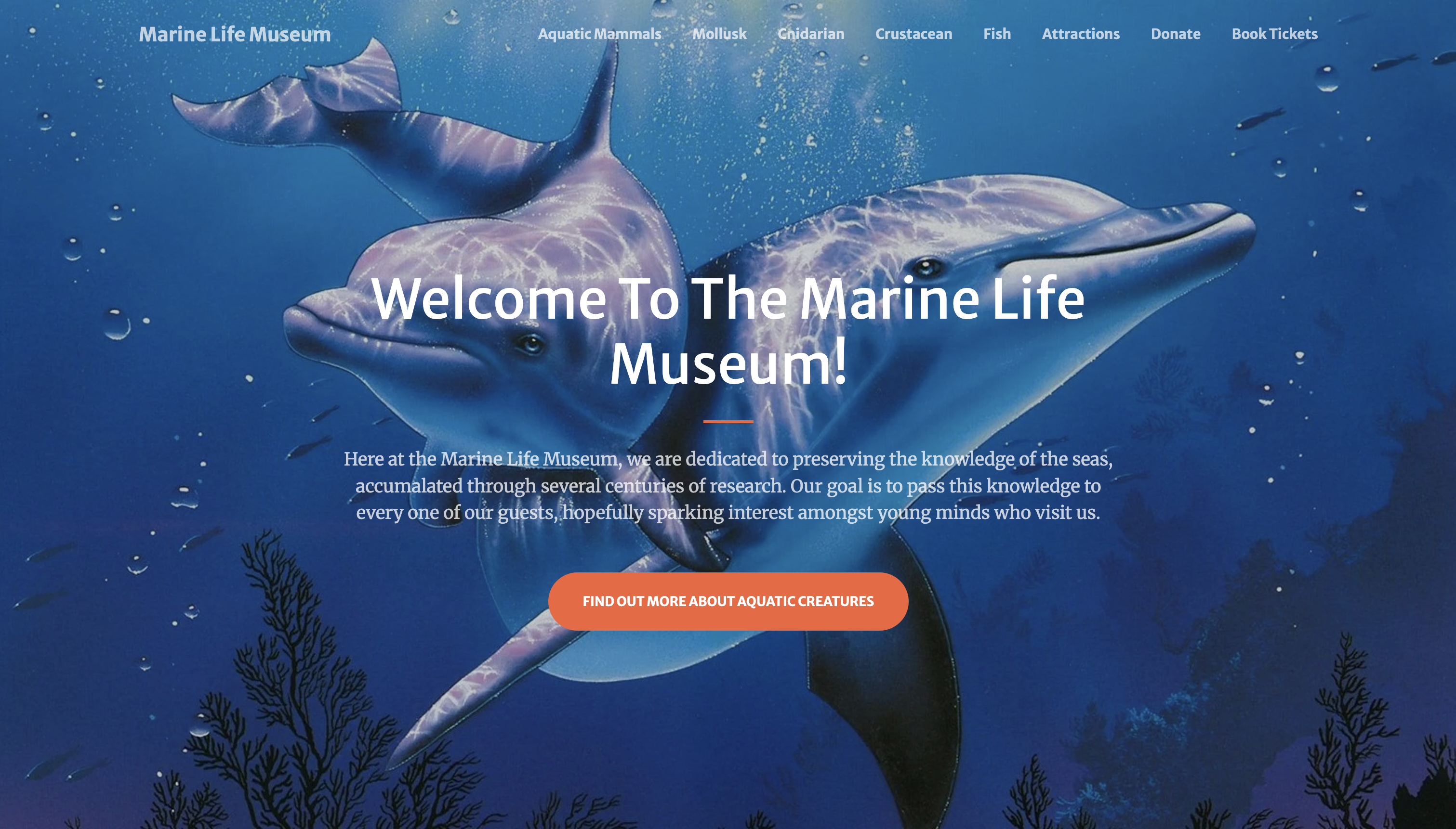Marine Life Museum Website cover